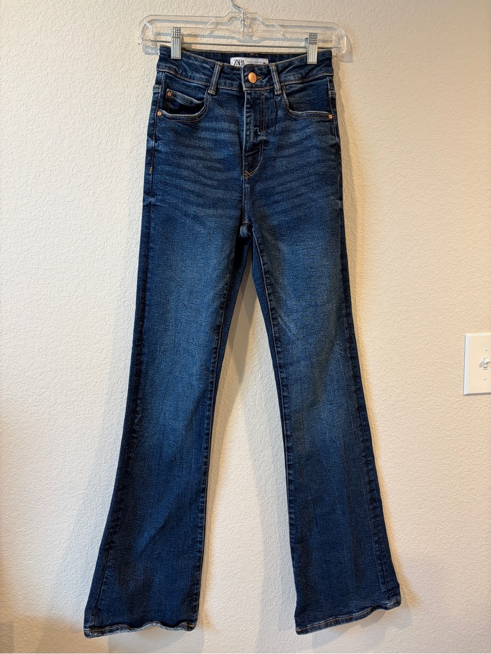 Zara Women’s High Rise Dark Retro Wash Flare Jean - 2